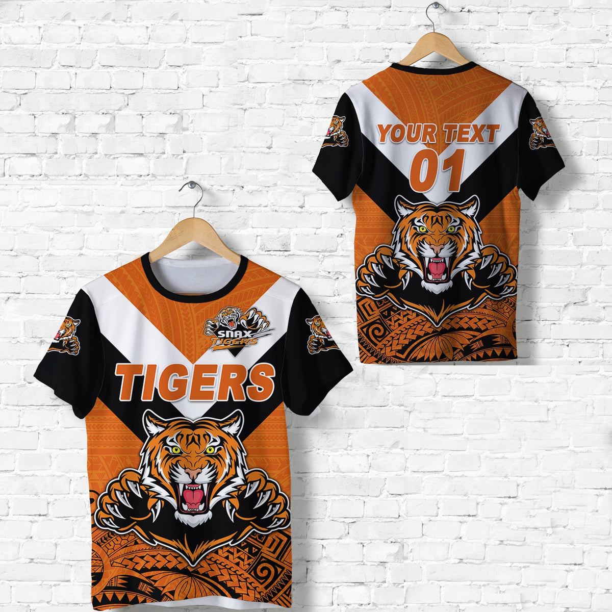 Custom Papua New Guinea Lae Snax Tigers T Shirt Rugby Simple Style Black, Custom Text And Number LT8 - Wonder Print Shop