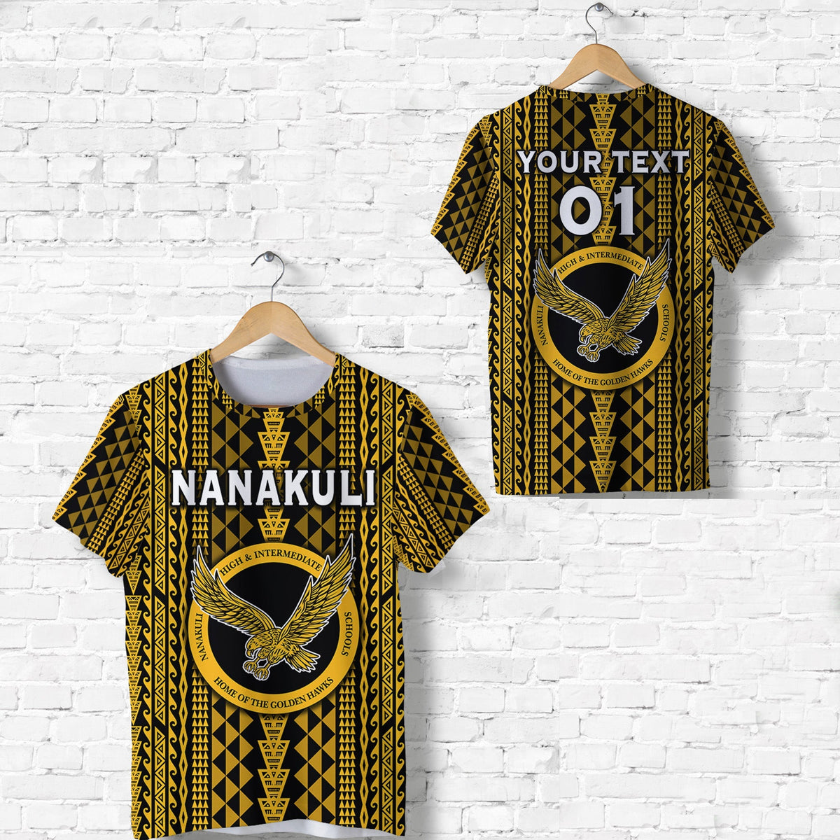 Custom Hawaii Nanakuli School T Shirt Golden Hawks Simple Style LT8 - Wonder Print Shop