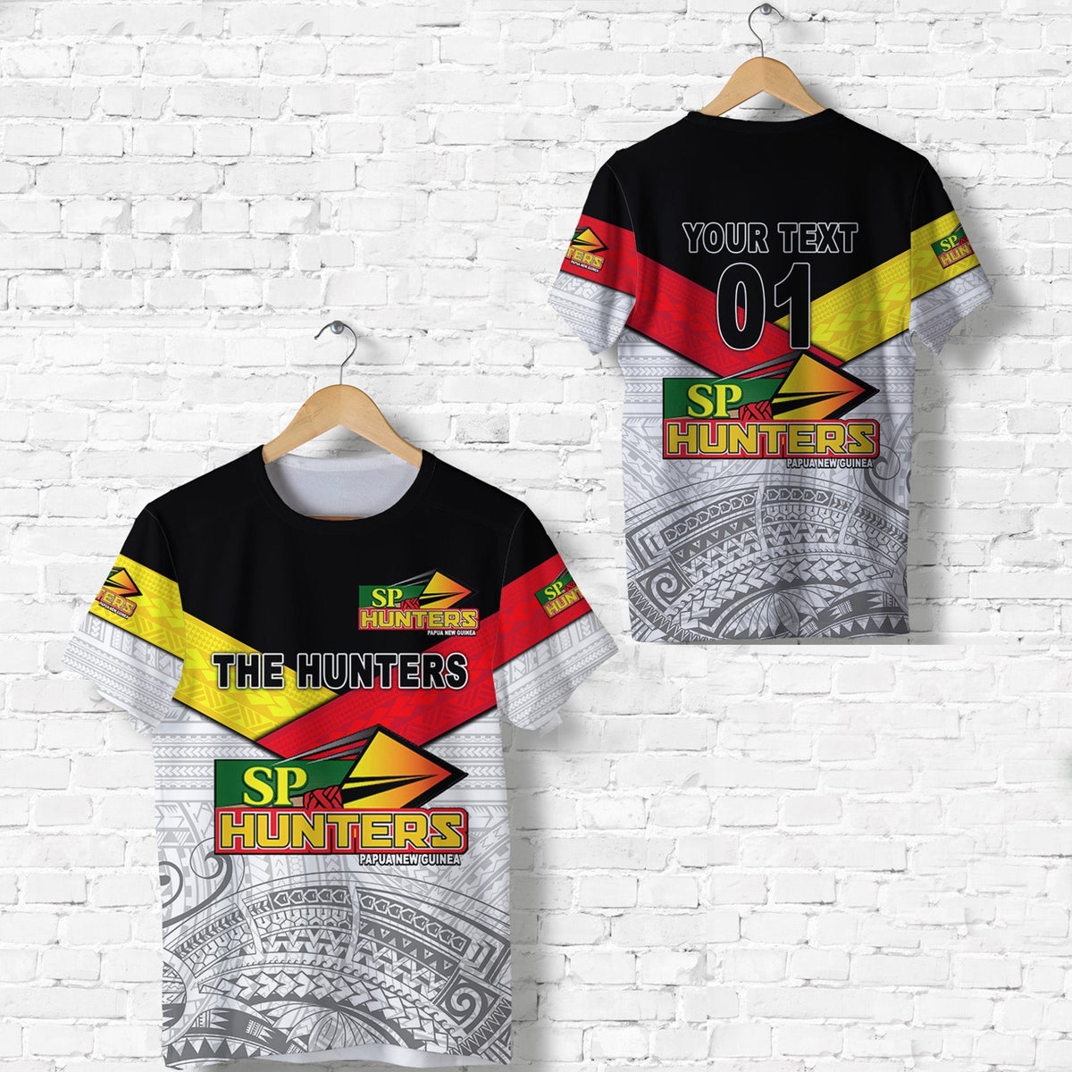 Custom Papua New Guinea SP Hunters T Shirt Rugby Original Style White, Custom Text And Number LT8 - Wonder Print Shop