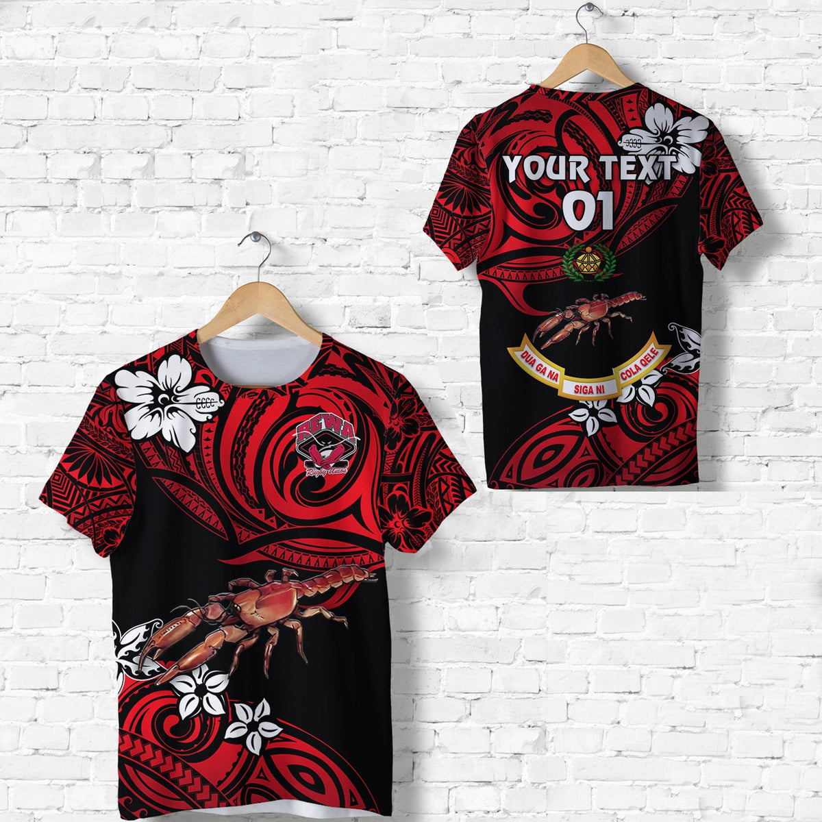 Custom Fiji Rewa Rugby Union T Shirt Unique Vibes Red, Custom Text And Number LT8 - Wonder Print Shop