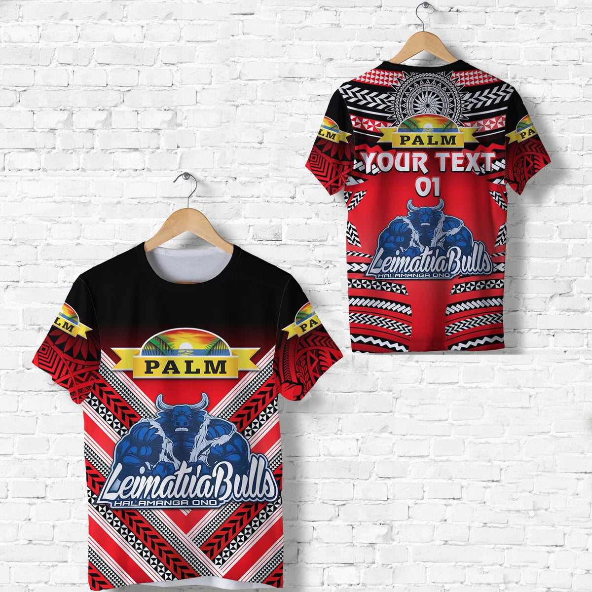 Custom Mate MaA Tonga T Shirt Leimatua Bulls Creative Style Red, Custom Text and Number LT8 - Wonder Print Shop