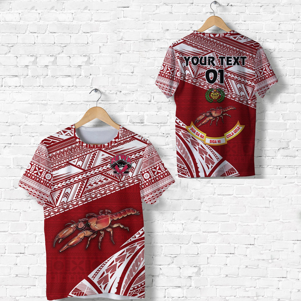 Custom Fiji Rewa Rugby Union T Shirt Special Version Red, Custom Text And Number LT8 - Wonder Print Shop