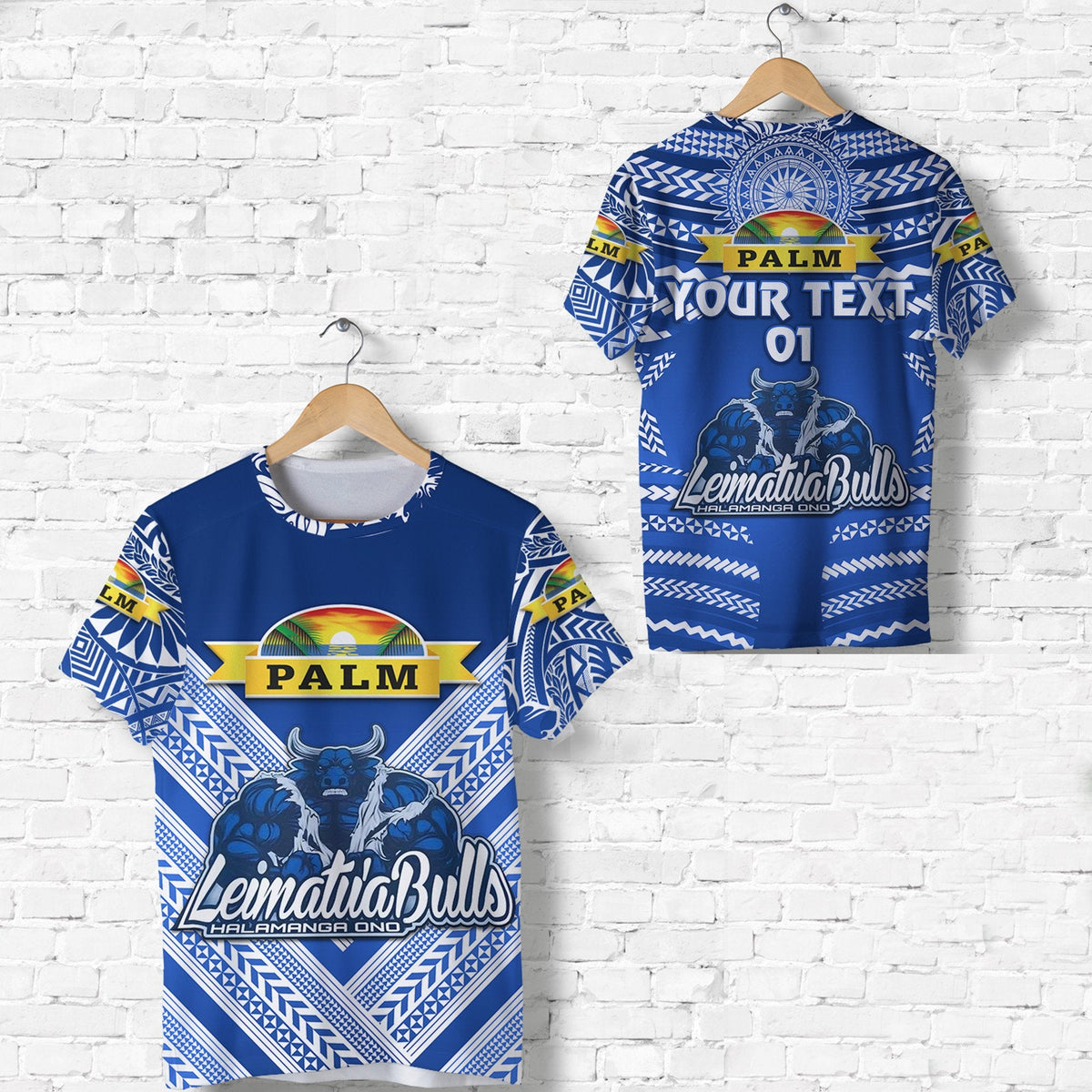 Custom Mate MaA Tonga T Shirt Leimatua Bulls Creative Style Blue, Custom Text and Number LT8 - Wonder Print Shop