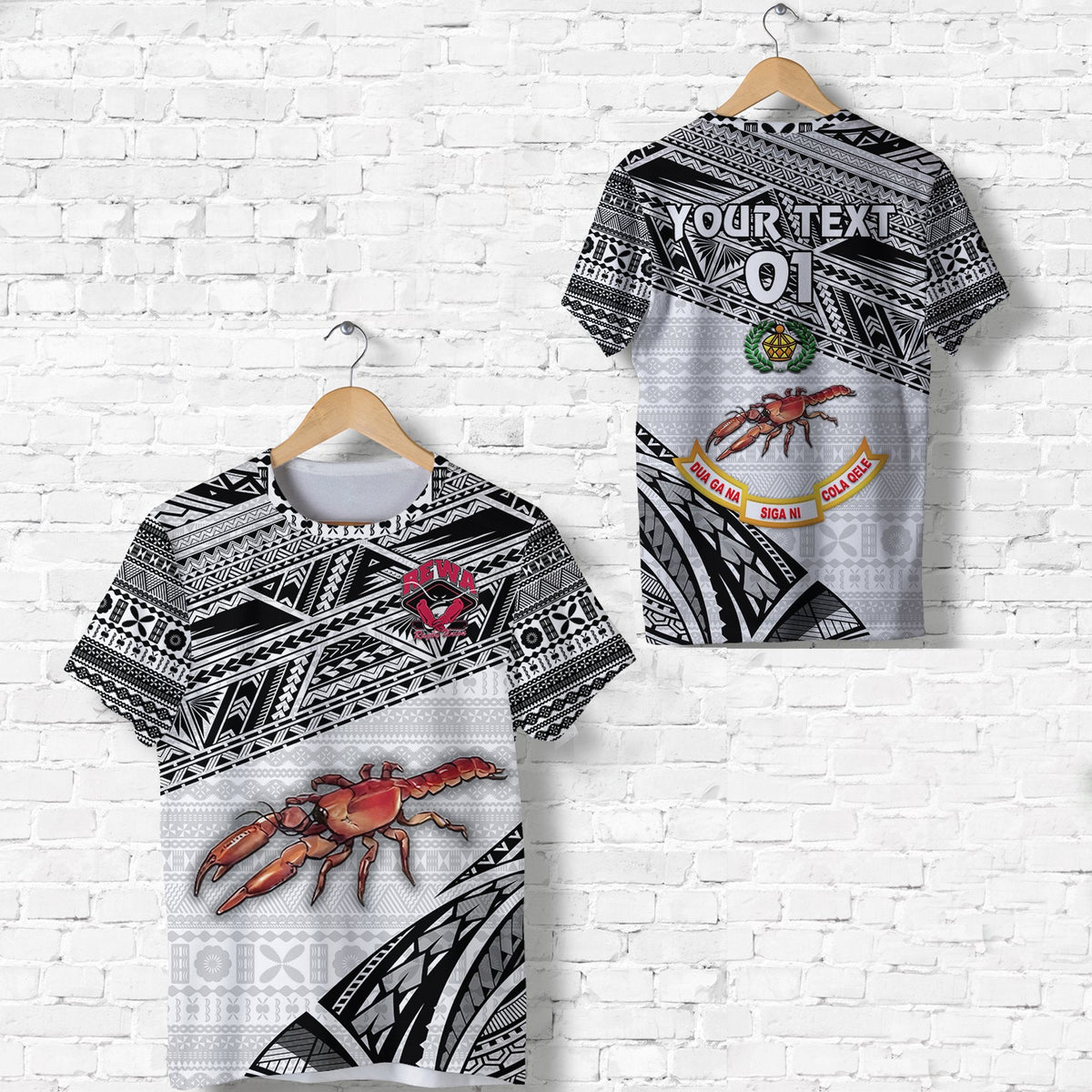 Custom Fiji Rewa Rugby Union T Shirt Special Version White, Custom Text And Number LT8 - Wonder Print Shop