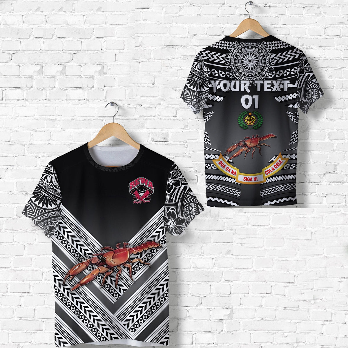 Custom Fiji Rewa Rugby Union T Shirt Creative Style Black, Custom Text And Number LT8 - Wonder Print Shop