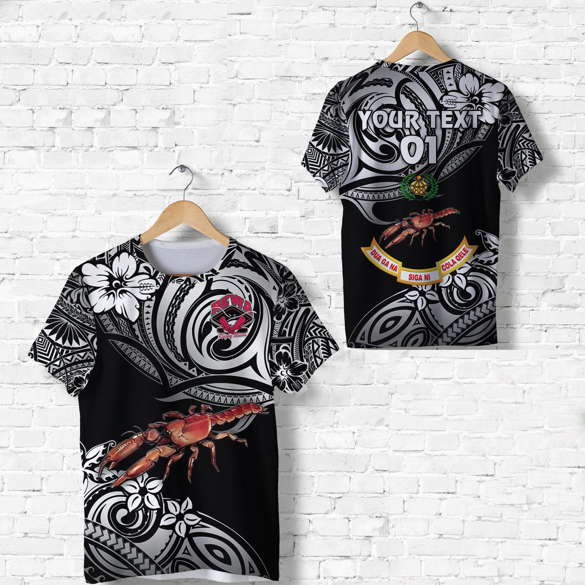 Custom Fiji Rewa Rugby Union T Shirt Unique Vibes Black, Custom Text And Number LT8 - Wonder Print Shop