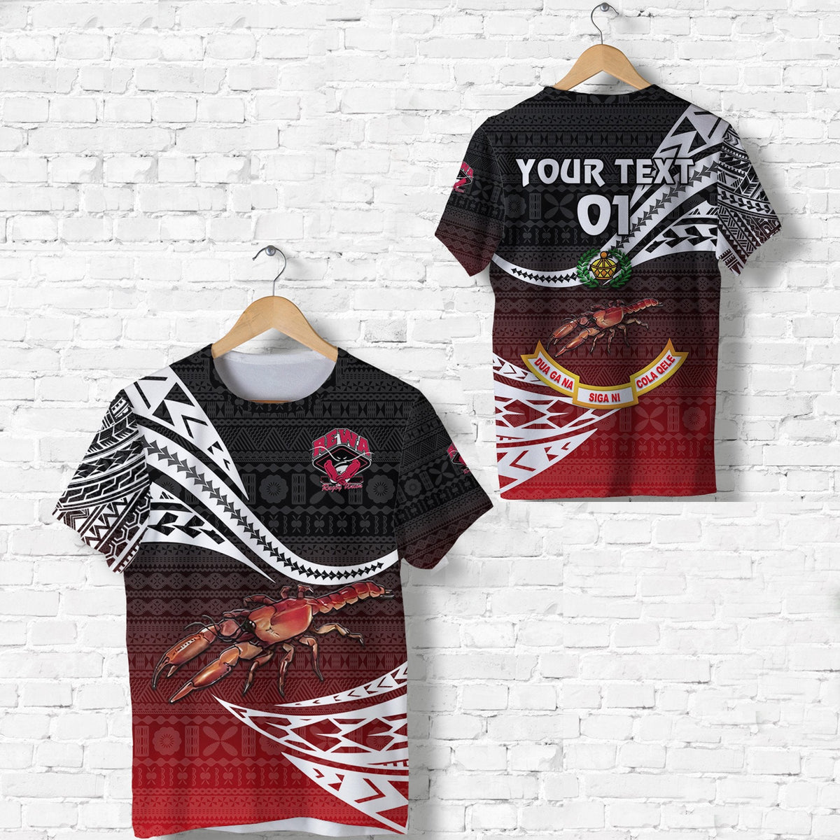 Custom Fiji Rewa Rugby Union T Shirt Unique Version Red, Custom Text And Number LT8 - Wonder Print Shop