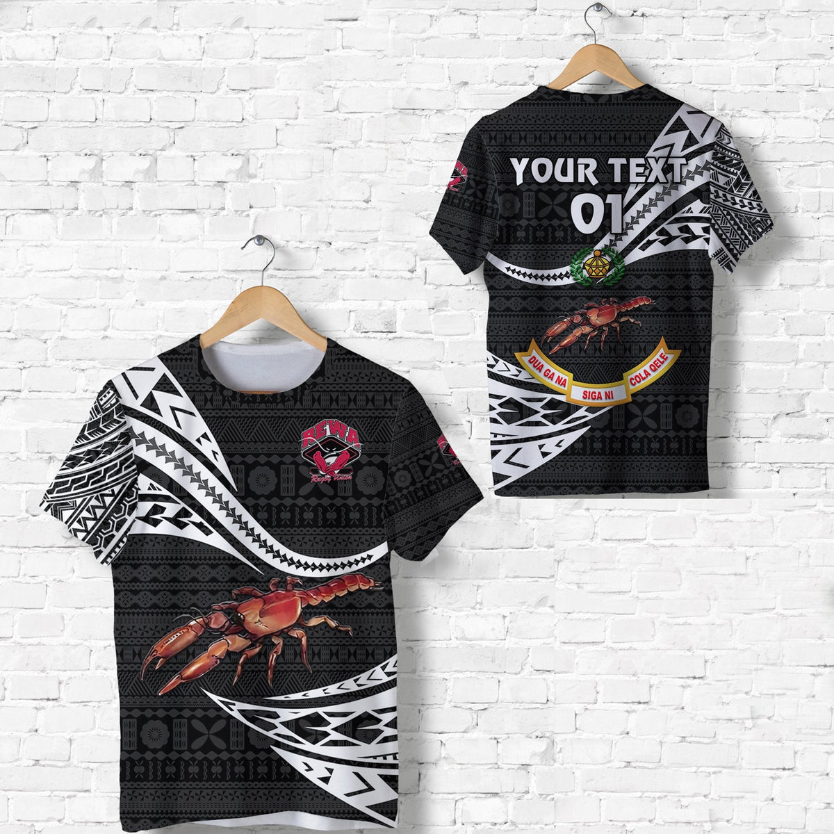 Custom Fiji Rewa Rugby Union T Shirt Unique Version Black, Custom Text And Number LT8 - Wonder Print Shop