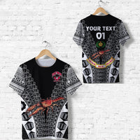 Custom Fiji Rewa Rugby Union T Shirt Tapa Style Black, Custom Text And Number LT8 - Wonder Print Shop
