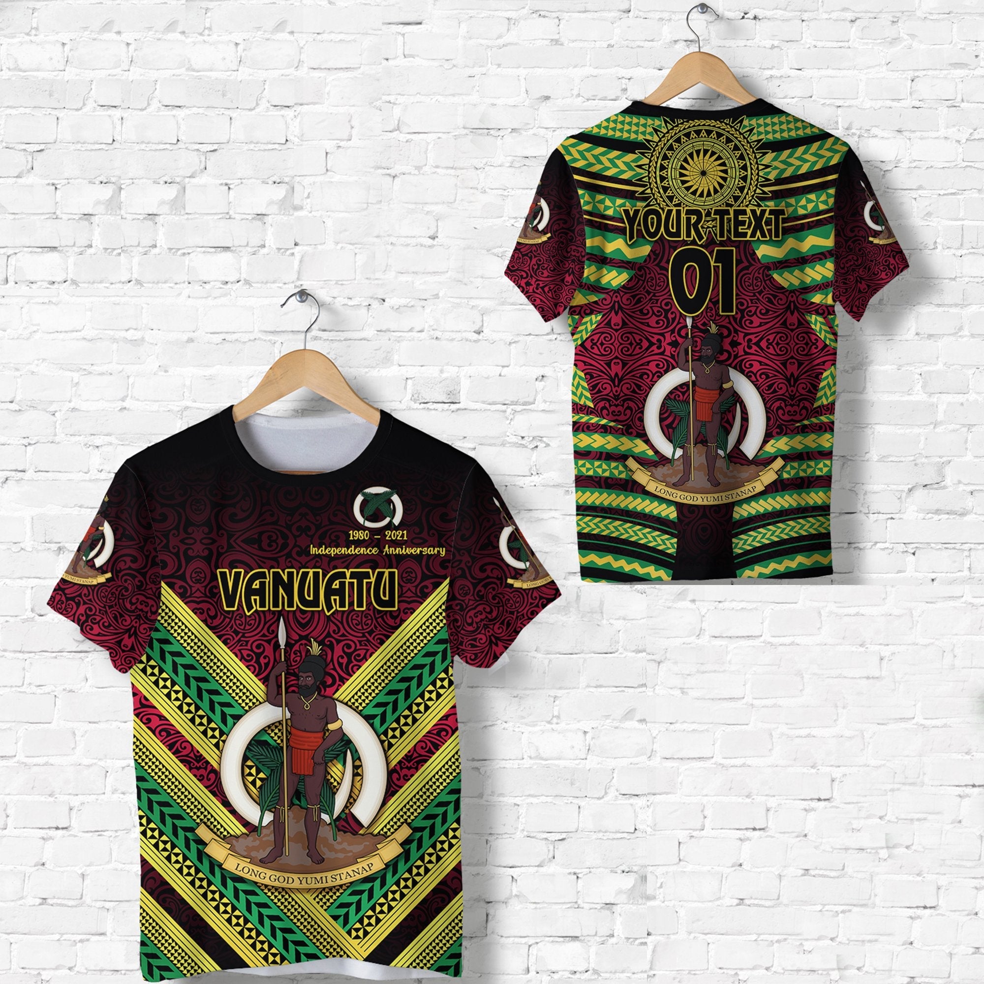 Custom Vanuatu Special Independence Anniversary T Shirt Creative Style Gradient Red, Custom Text And Number LT8 - Wonder Print Shop