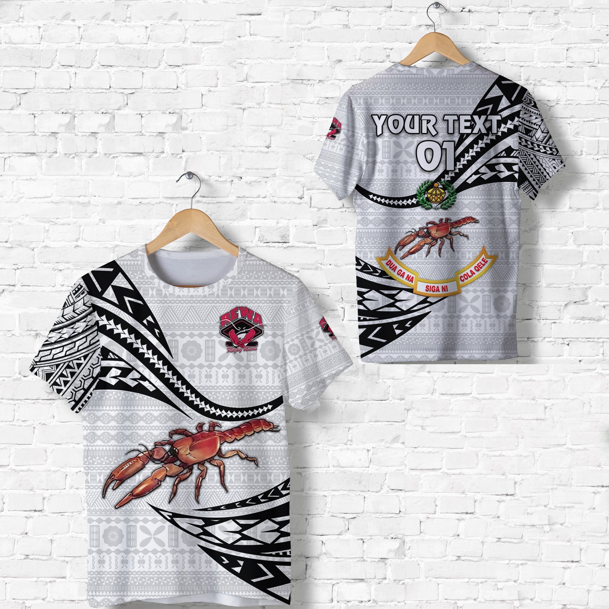 Custom Fiji Rewa Rugby Union T Shirt Unique Version White, Custom Text And Number LT8 - Wonder Print Shop