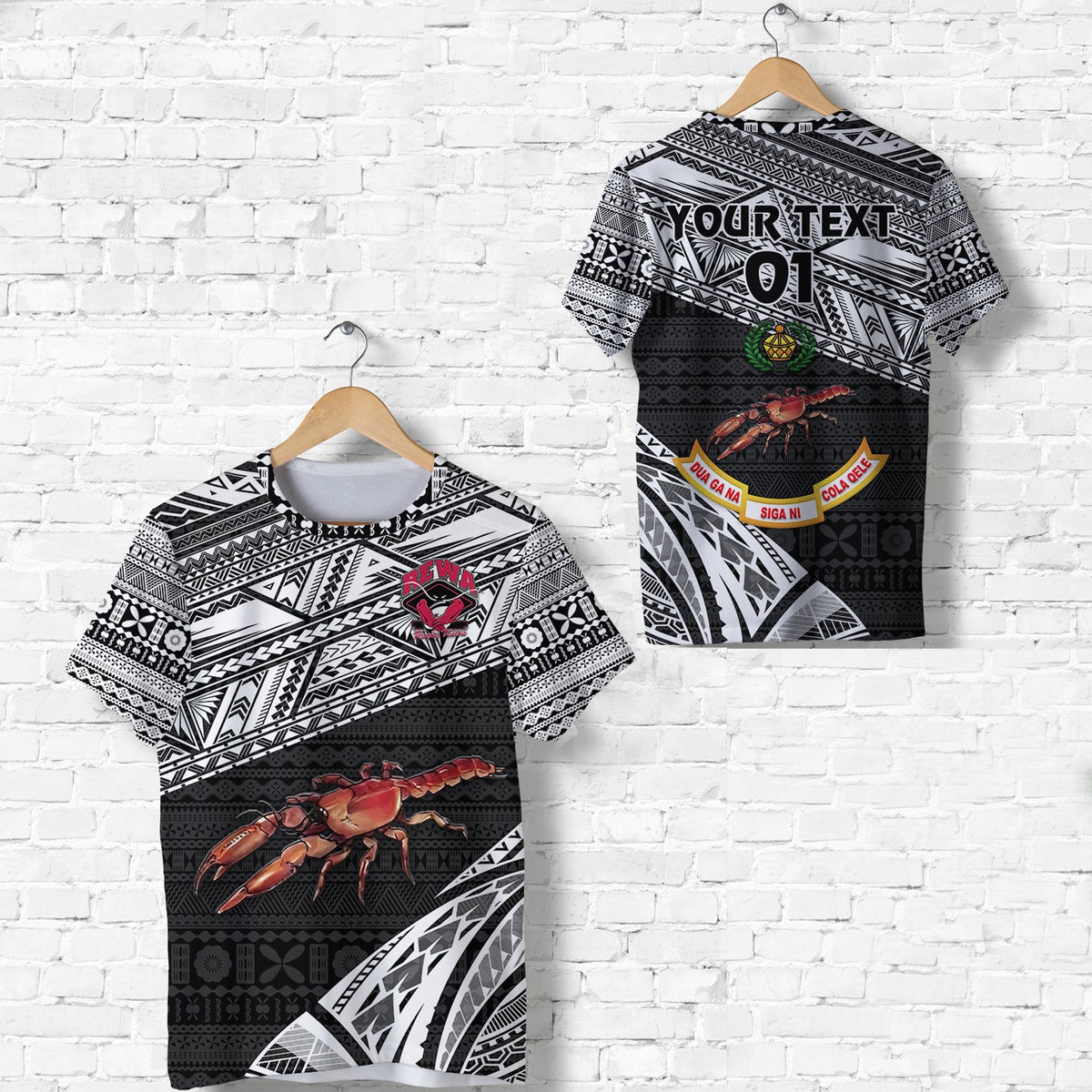 Custom Fiji Rewa Rugby Union T Shirt Special Version Black, Custom Text And Number LT8 - Wonder Print Shop