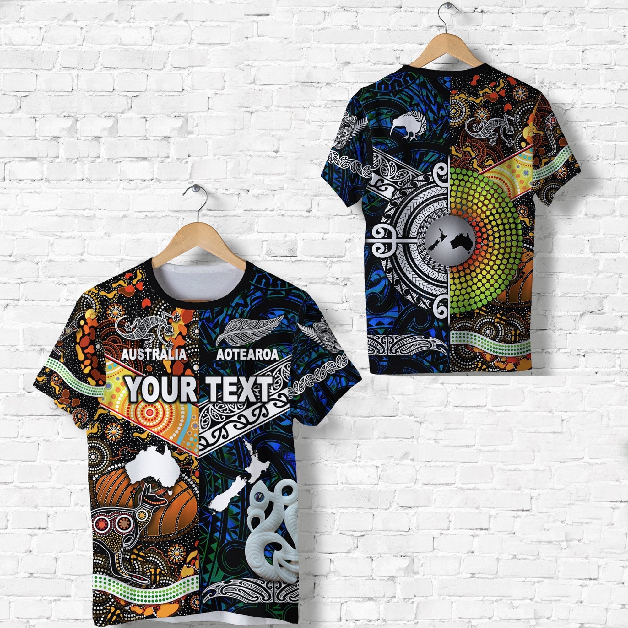 Custom New Zealand and Australia T Shirt Together Blue LT8 - Wonder Print Shop