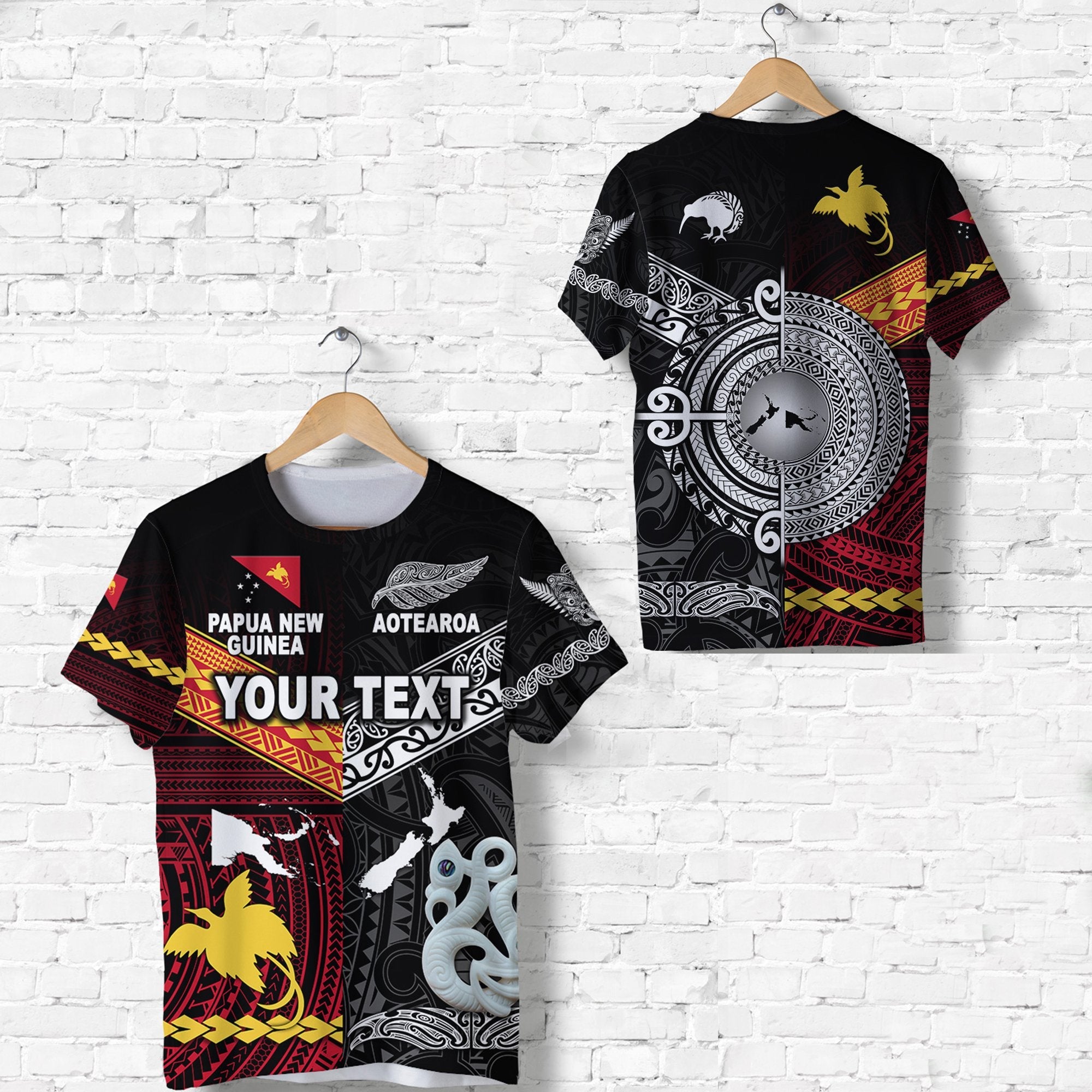 Custom New Zealand and Papua New Guinea T Shirt Together LT8 - Wonder Print Shop