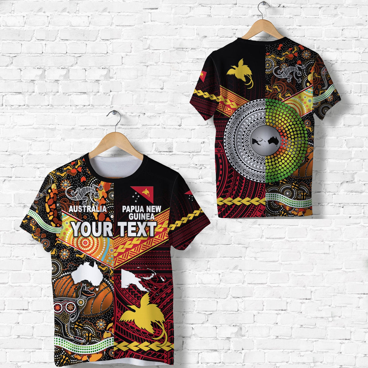 Custom Papua New Guinea And Australia T Shirt Together LT8 - Wonder Print Shop