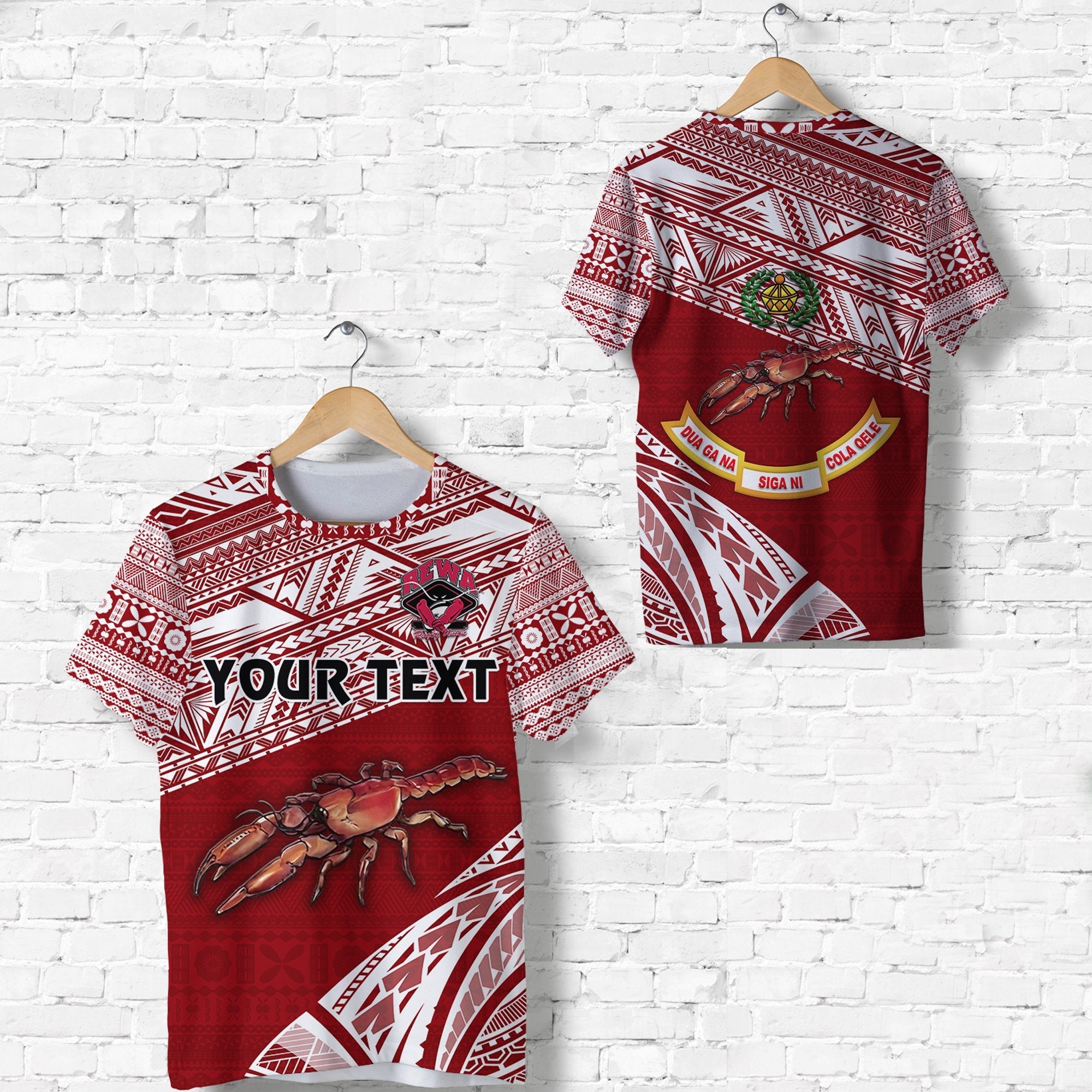 Custom Fiji Rewa Rugby Union T Shirt Special Version Red LT8 - Wonder Print Shop