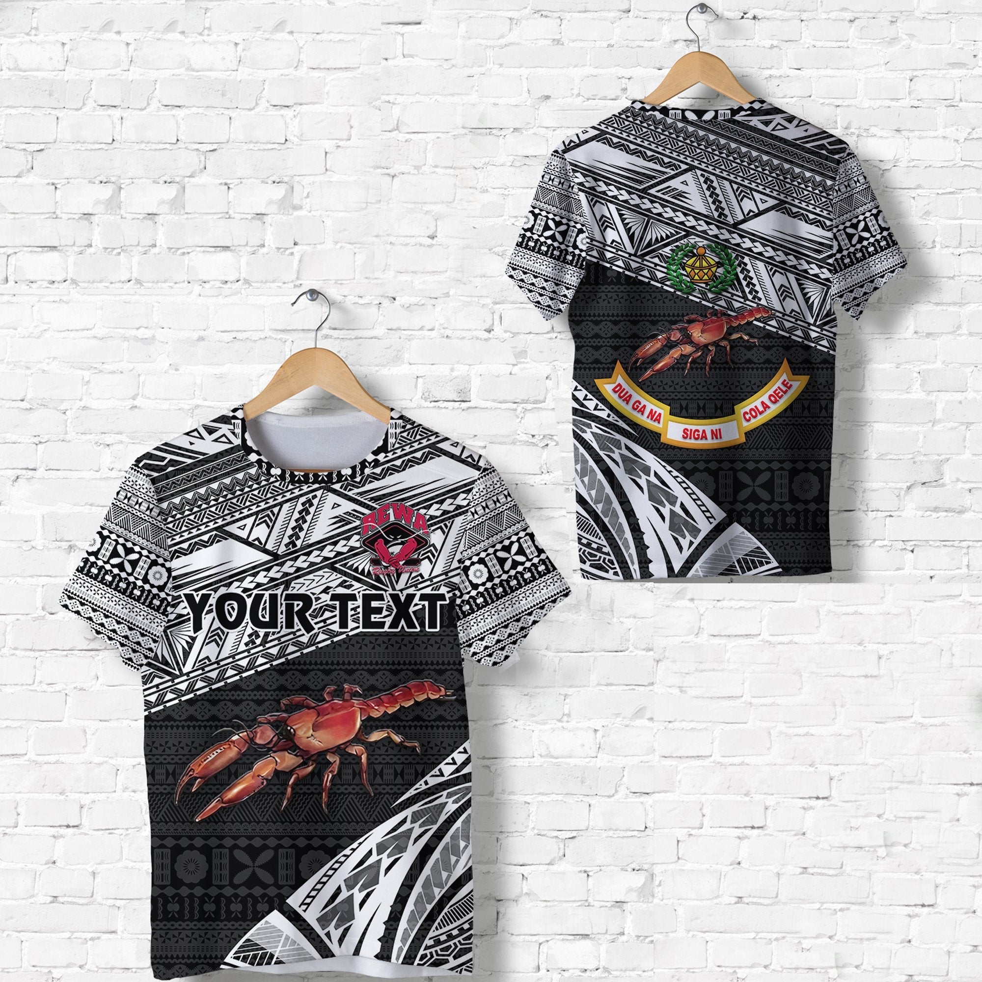 Custom Fiji Rewa Rugby Union T Shirt Special Version Black LT8 - Wonder Print Shop
