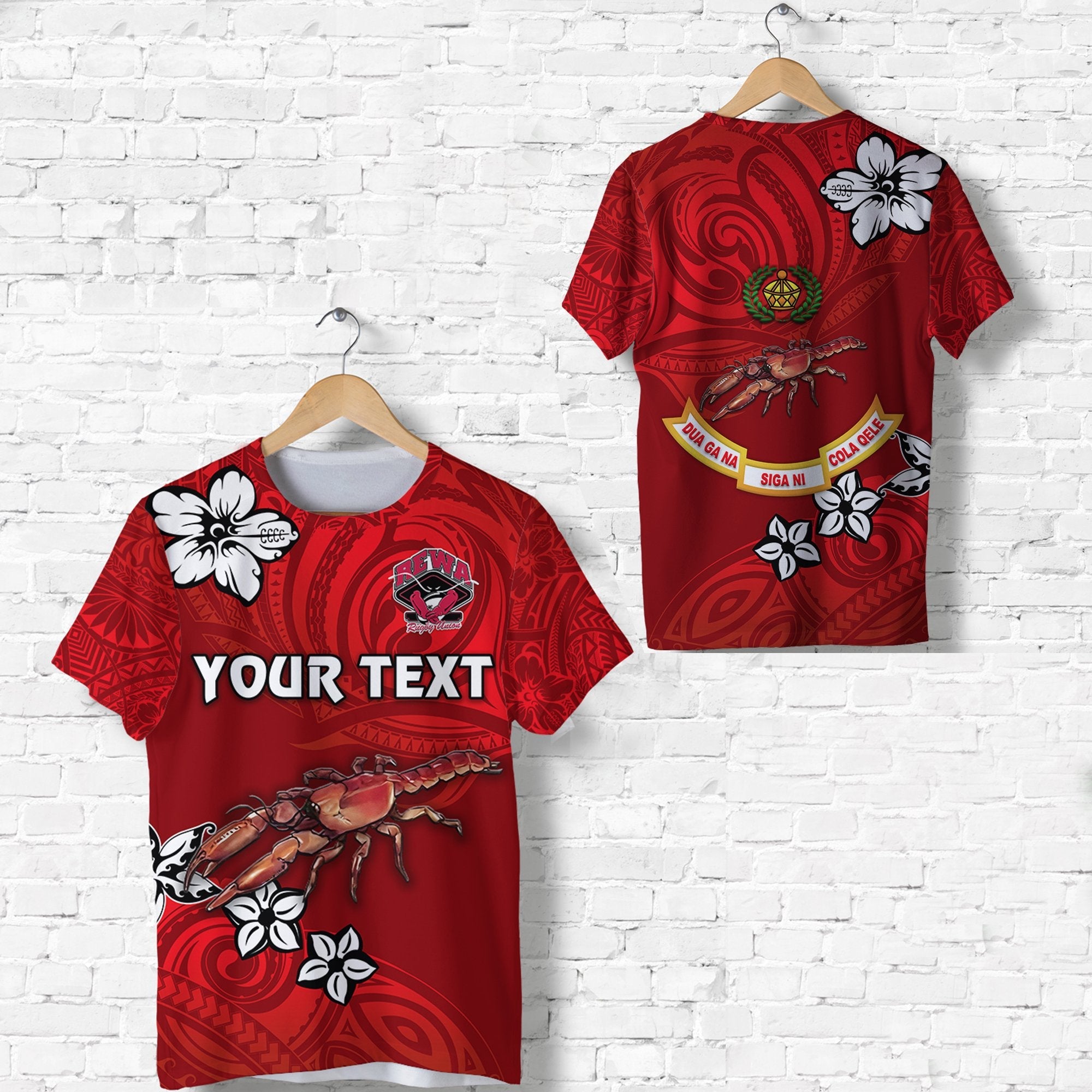 Custom Fiji Rewa Rugby Union T Shirt Unique Vibes Full Red LT8 - Wonder Print Shop