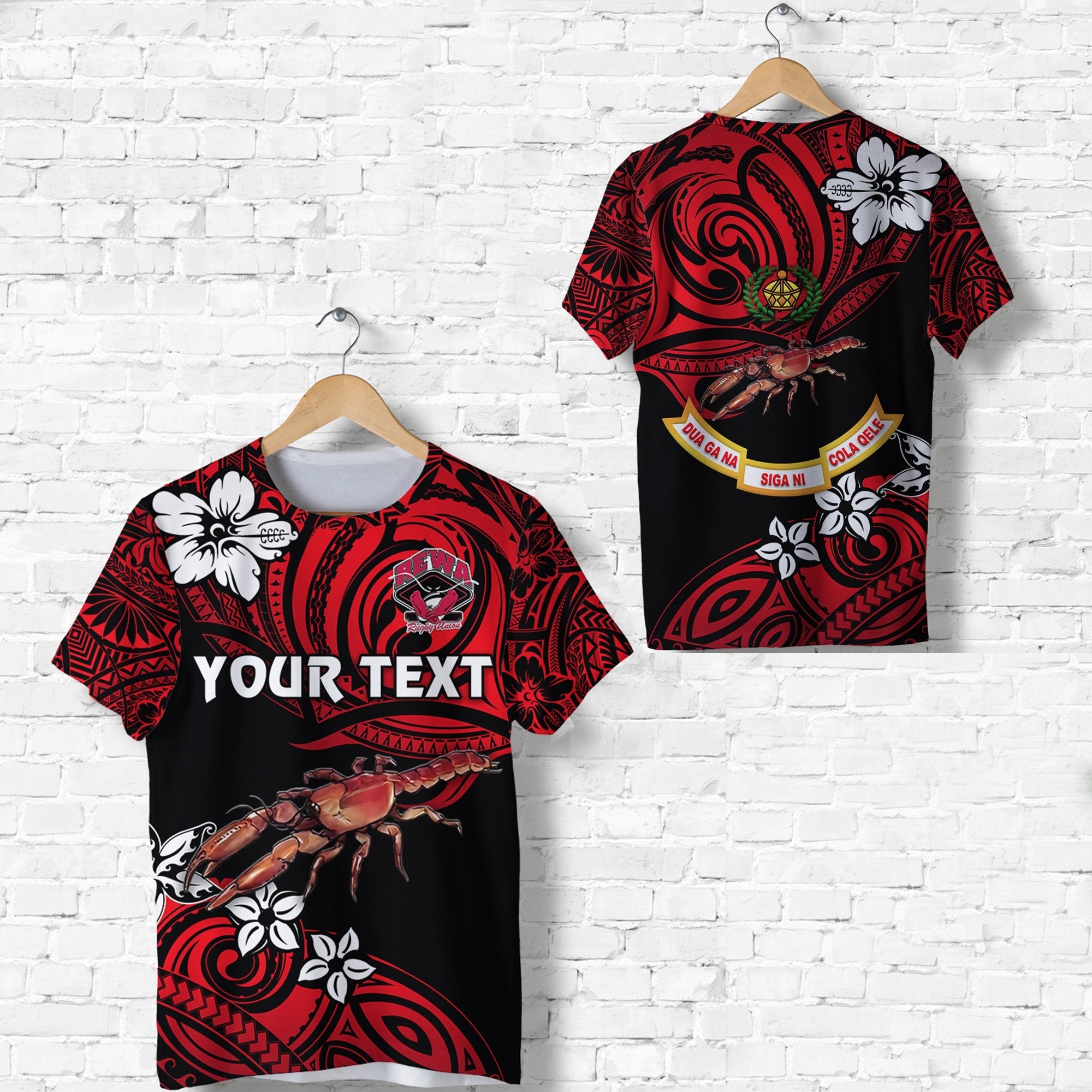 Custom Fiji Rewa Rugby Union T Shirt Unique Vibes Red LT8 - Wonder Print Shop