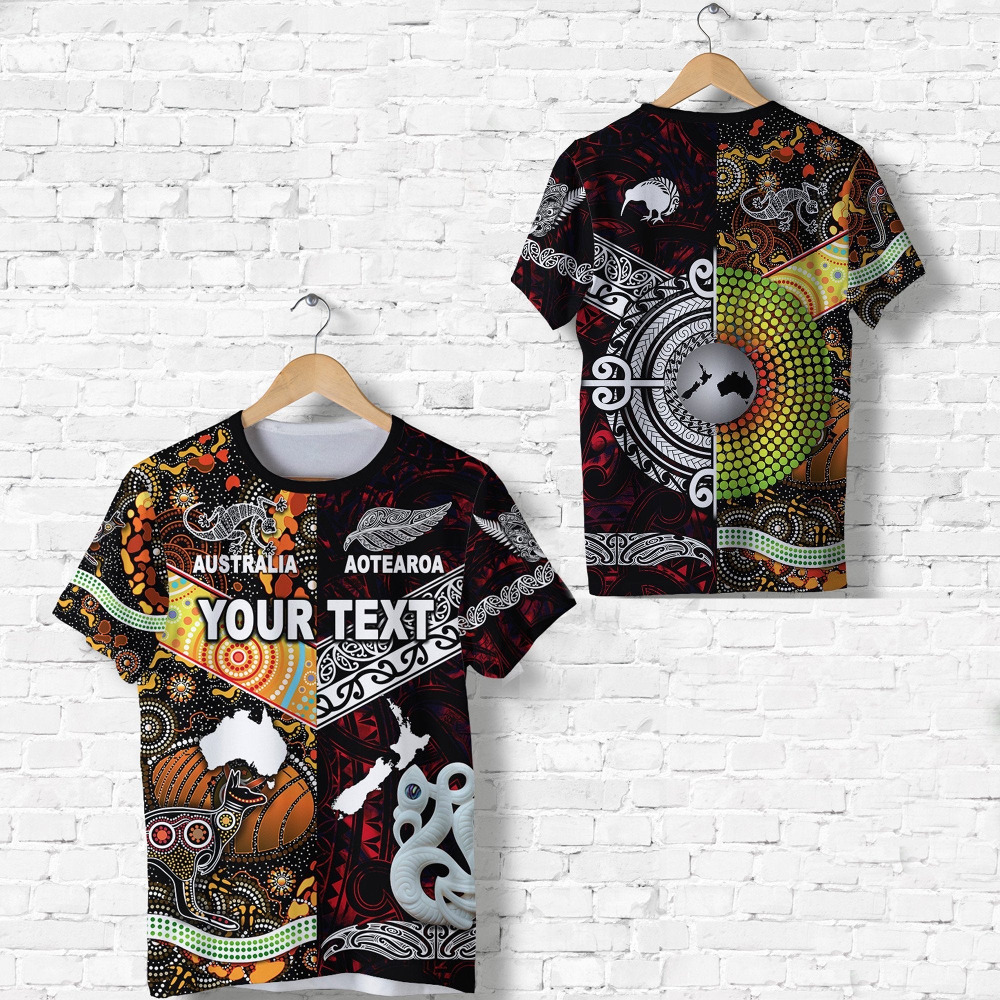 Custom New Zealand and Australia T Shirt Together Red LT8 - Wonder Print Shop