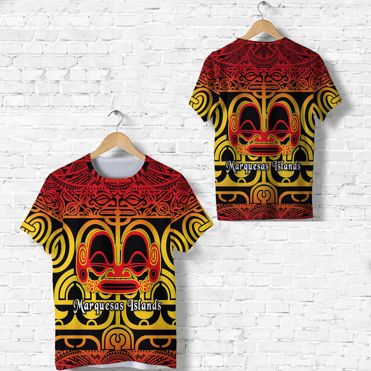 Marquesas Islands T Shirt Marquesan Tattoo Simple Style Gradient Red LT8 - Wonder Print Shop