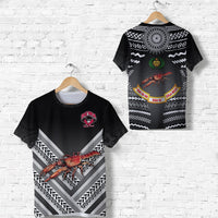 Fiji Rewa rugby T-shirt, black, front chevron crab graphic and chest logo.