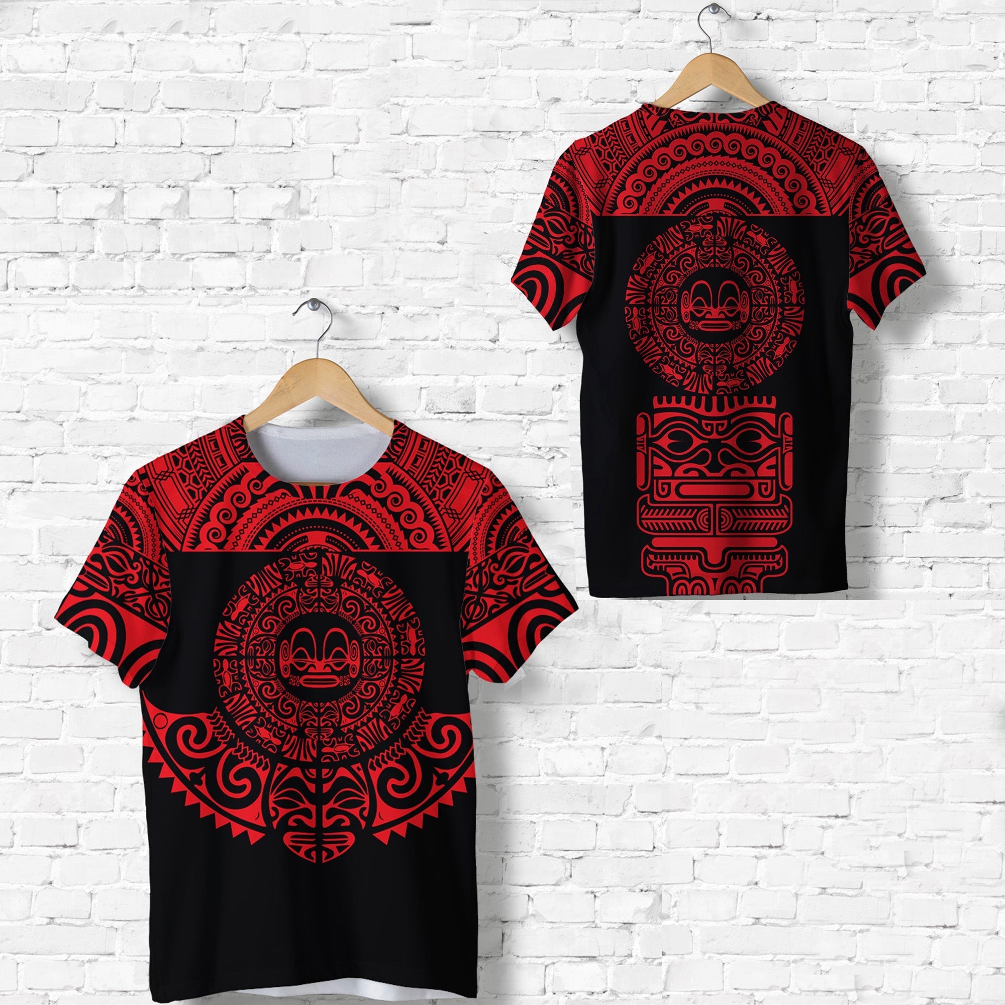 Marquesas Islands T Shirt Marquesan Tattoo Simplified Version Red LT8 - Wonder Print Shop