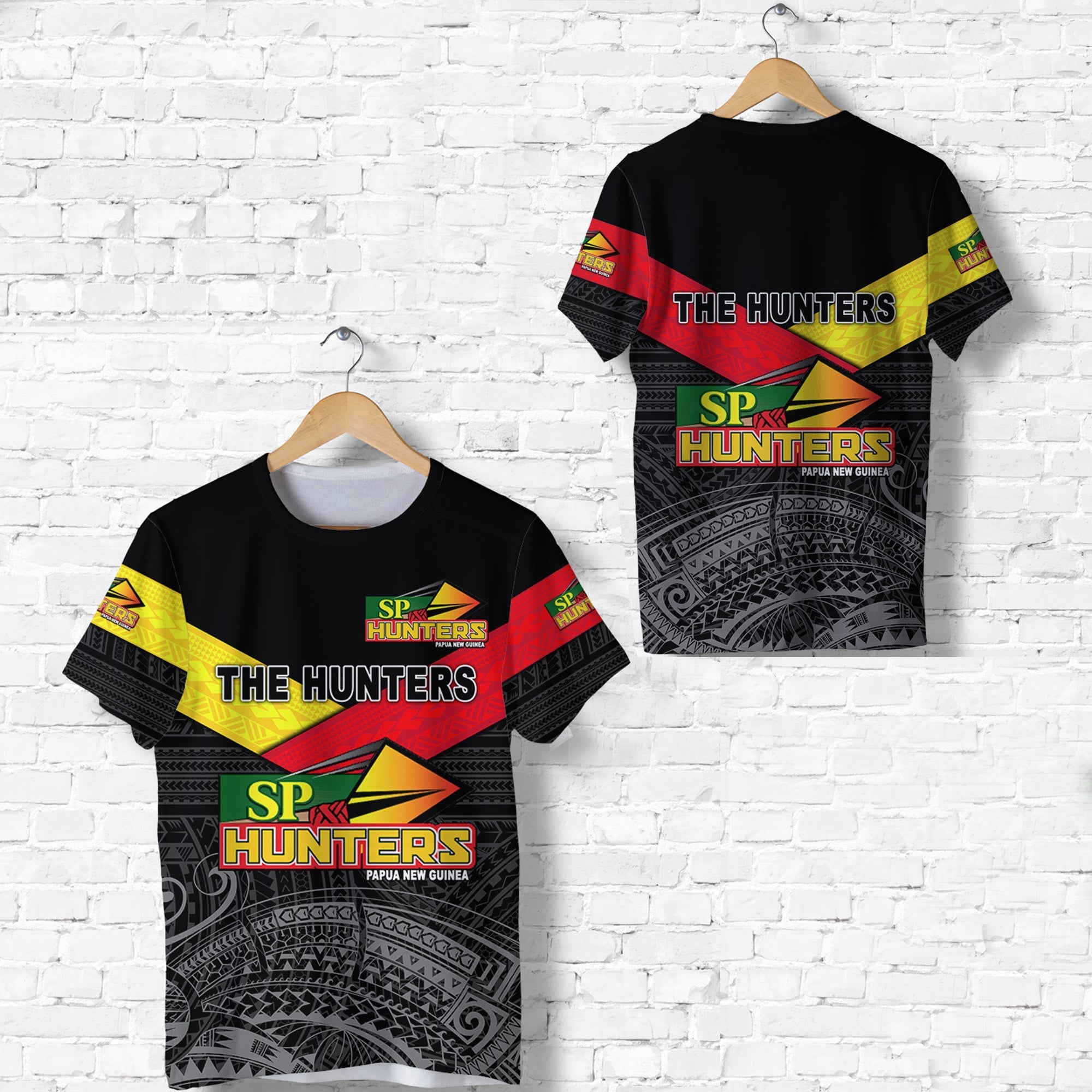 Papua New Guinea SP Hunters T Shirt Rugby Original Style Black LT8 - Wonder Print Shop