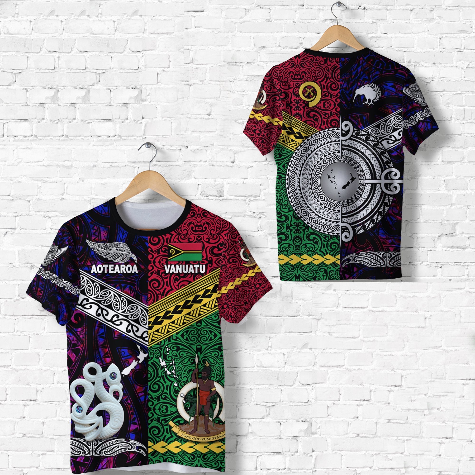 Vanuatu and New Zealand T Shirt Together Purple Lt8 - Wonder Print Shop