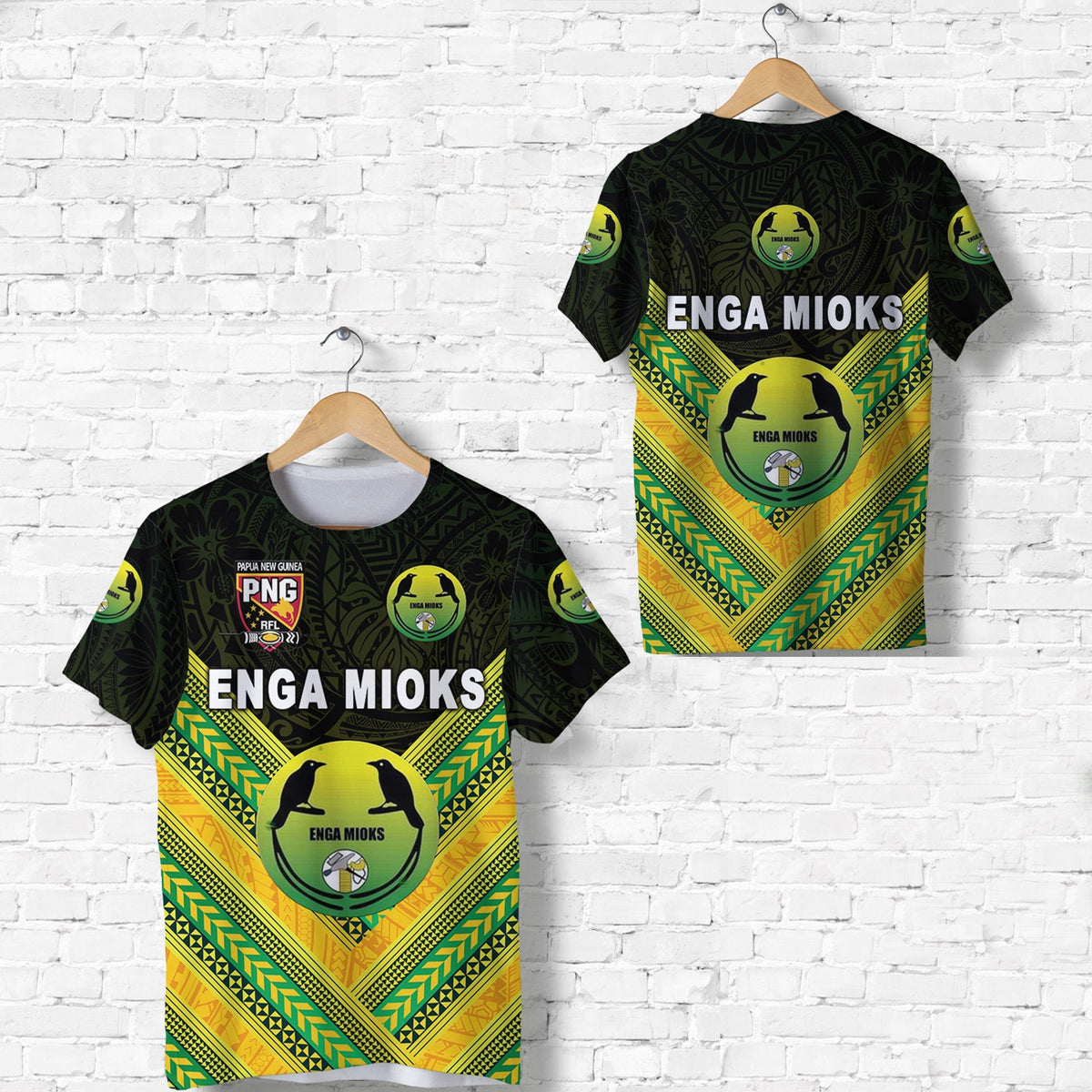 Papua New Guinea Enga Mioks T Shirt Rugby Original Style Black LT8 - Wonder Print Shop