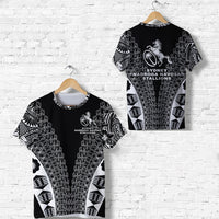 Black rugby T-shirt with white tribal print, horse graphic, and SYDNEY NADROGA NAVOSA STALLIONS