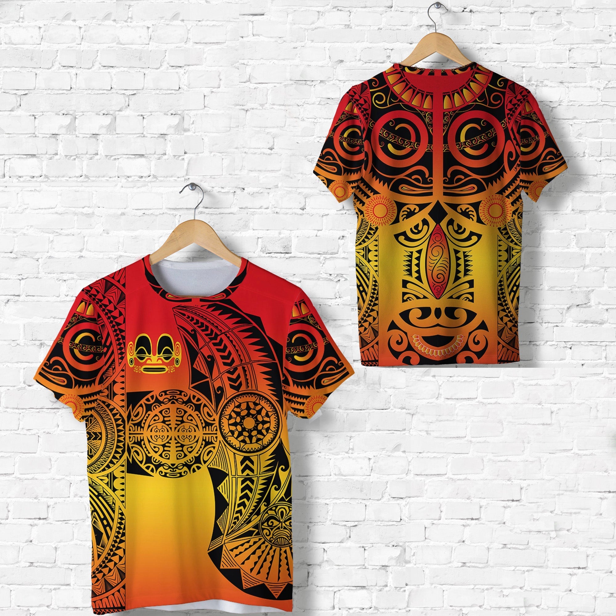 Marquesas Islands T Shirt Marquesan Tattoo Original Style Gradient Red LT8 - Wonder Print Shop