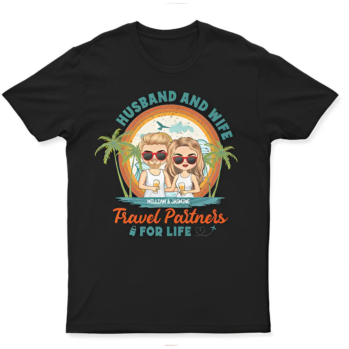 Husband And Wife Travel Partners For Life T Shirt Gift For Couples RLT14 - Wonder Print Shop
