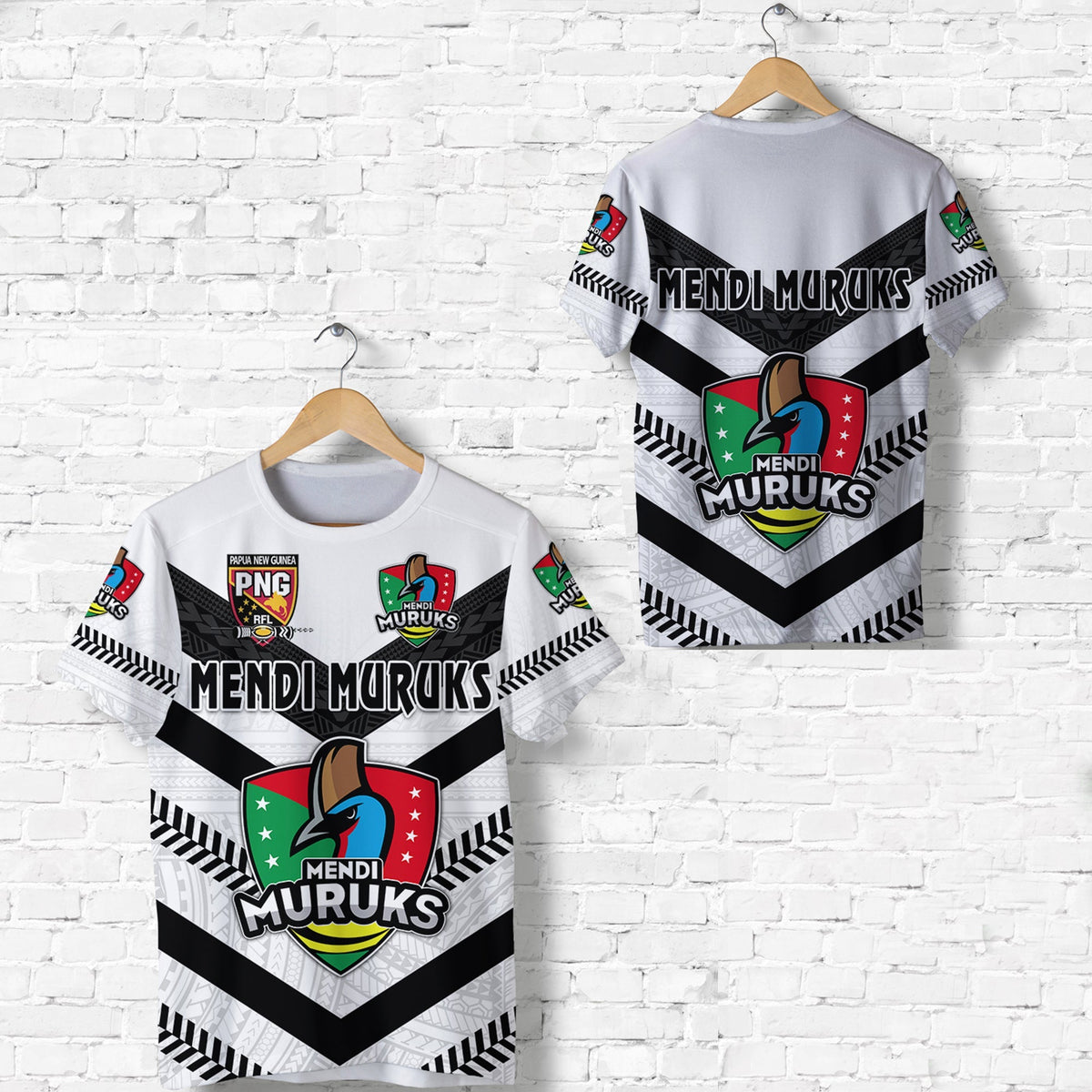 Papua New Guinea PRK Mendi Muruks T Shirt Rugby Polynesian White LT8 - Wonder Print Shop