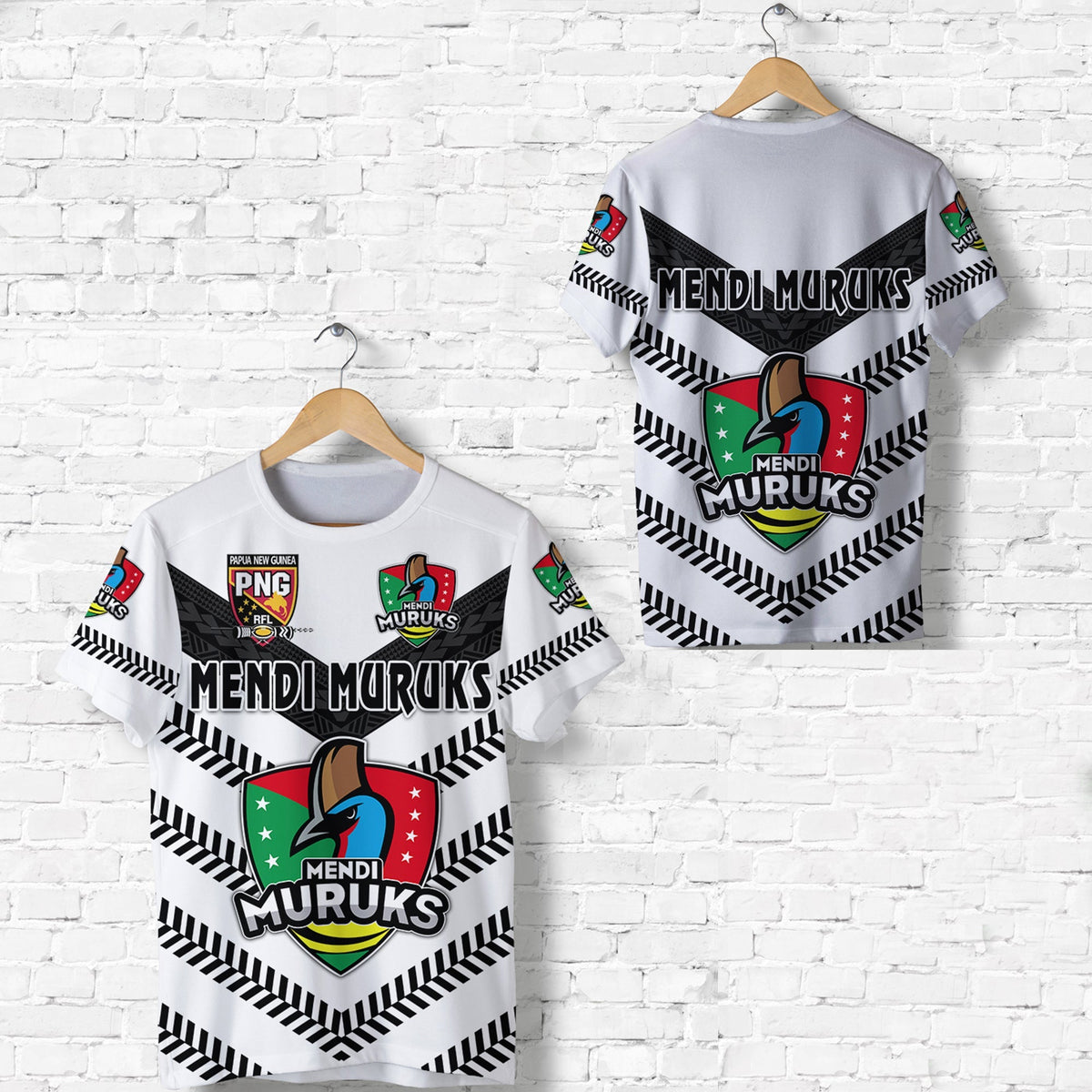 Papua New Guinea PRK Mendi Muruks T Shirt Rugby Original Style White LT8 - Wonder Print Shop