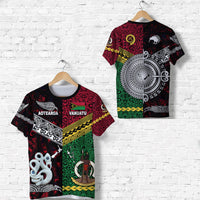 Vanuatu and New Zealand T Shirt Together Red LT8 - Wonder Print Shop