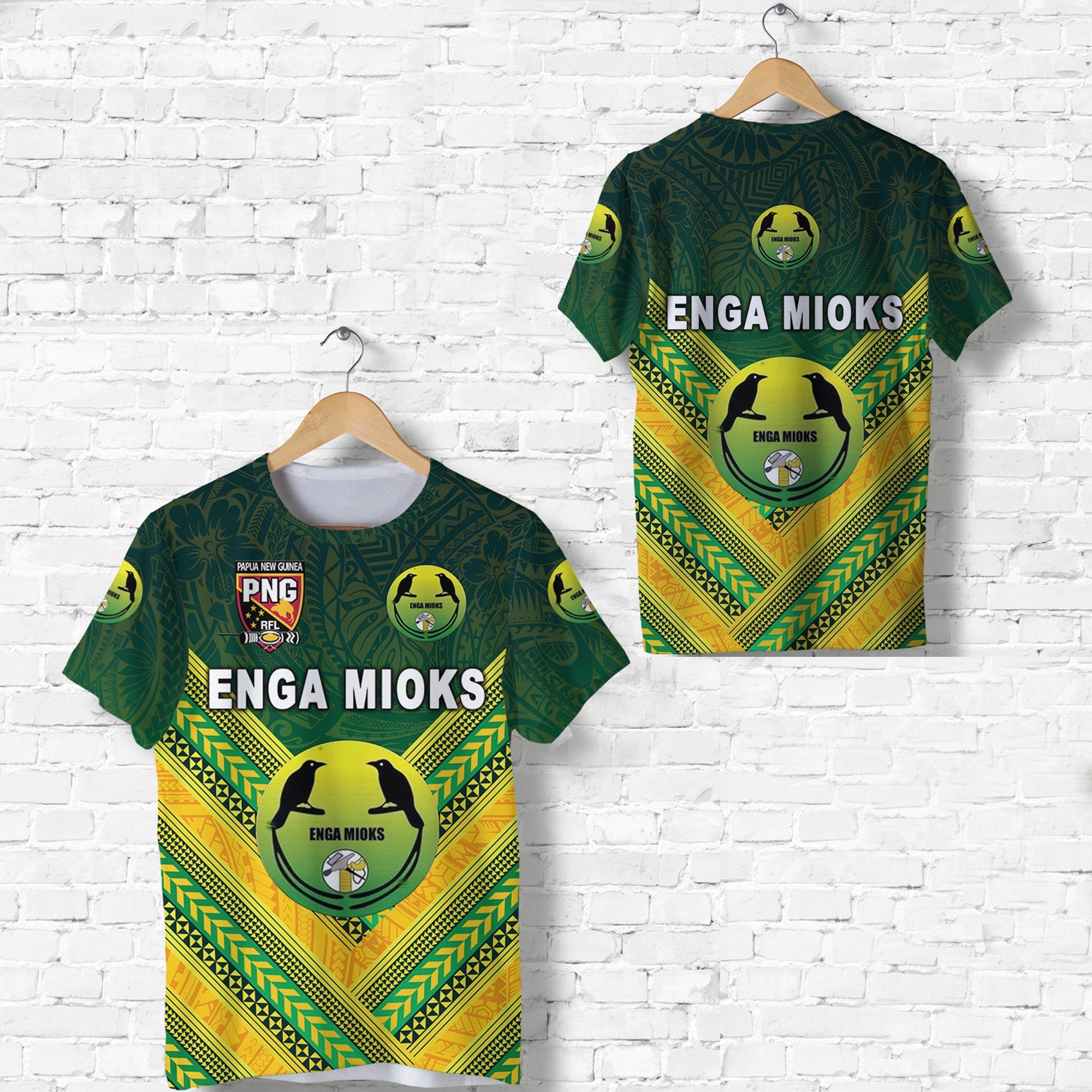 Papua New Guinea Enga Mioks T Shirt Rugby Original Style Green LT8 - Wonder Print Shop