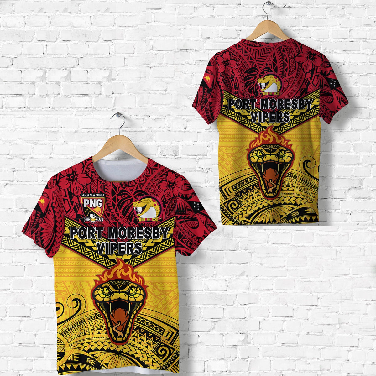Papua New Guinea Port Moresby Vipers T Shirt Rugby Original Style Red LT8 - Wonder Print Shop