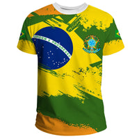 Brazil T Shirts Brazil Flag Brush - Wonder Print Shop
