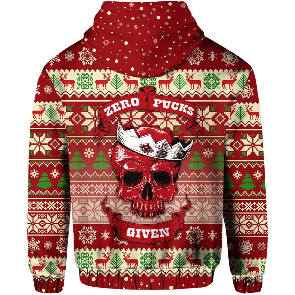 Skull Christmas Zip Hoodie Red LT8 - Wonder Print Shop