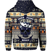 Skull Christmas Zip Hoodie Navy LT8 - Wonder Print Shop