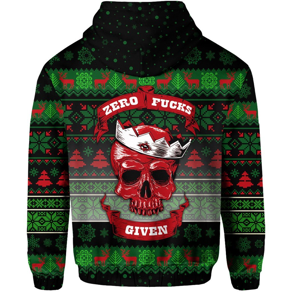 Skull Christmas Zip Hoodie Black LT8 - Wonder Print Shop