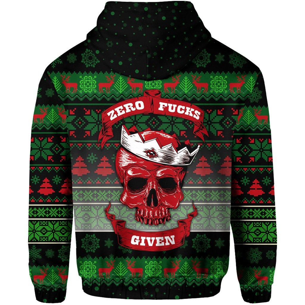 Skull Christmas Zip Hoodie Black LT8 - Wonder Print Shop