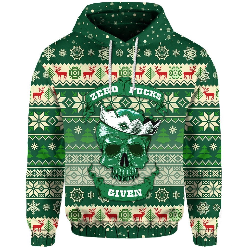 Skull Christmas Zip Hoodie Green LT8 - Wonder Print Shop