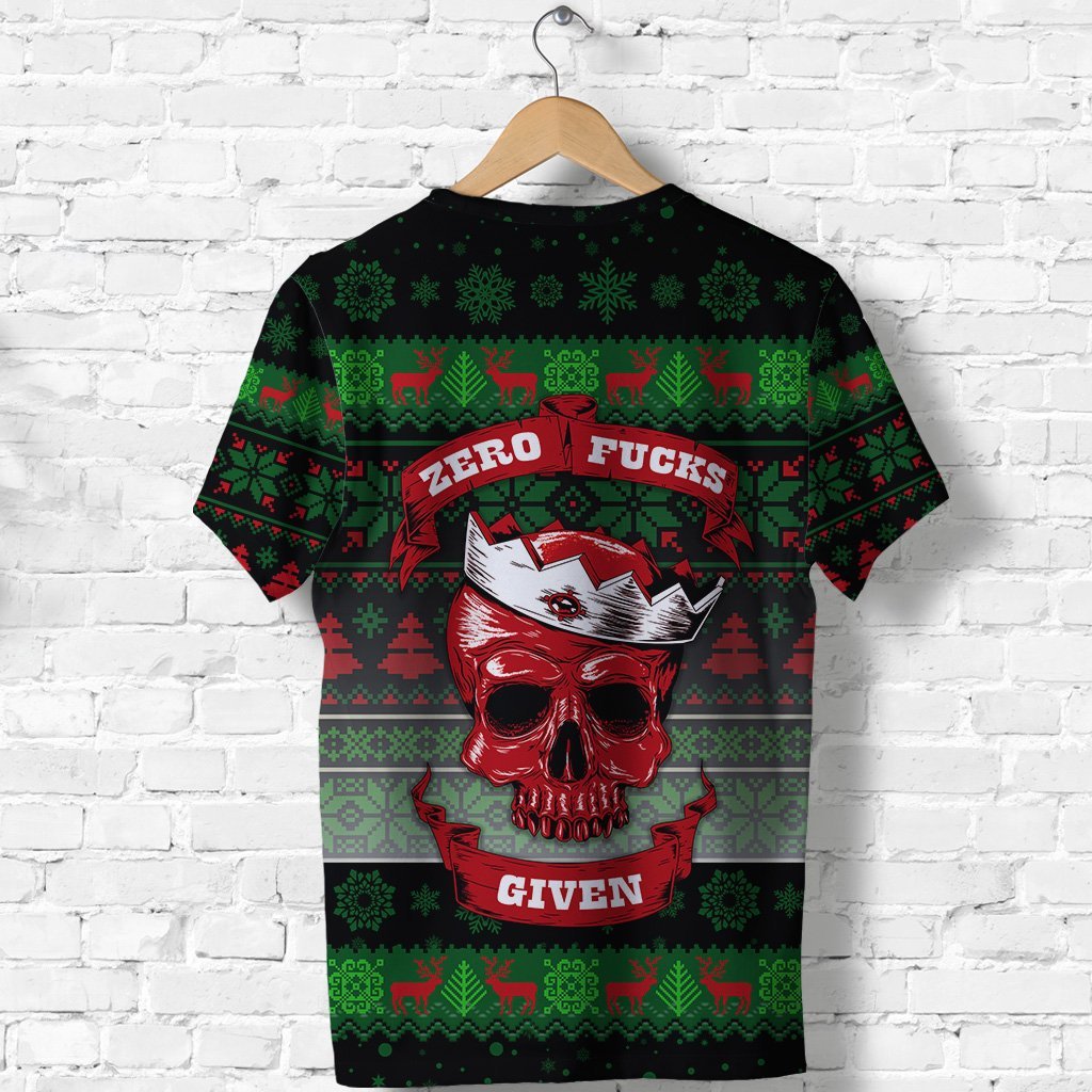 Skull Christmas T Shirt Black LT8 - Wonder Print Shop