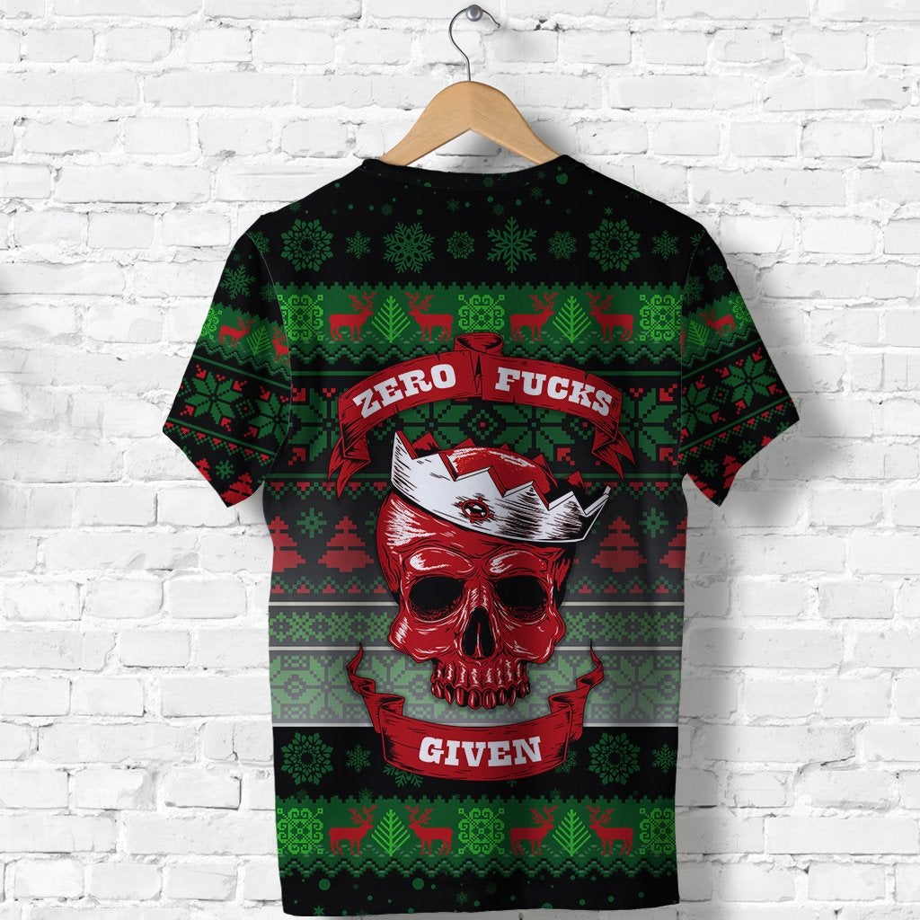 Skull Christmas T Shirt Black LT8 - Wonder Print Shop