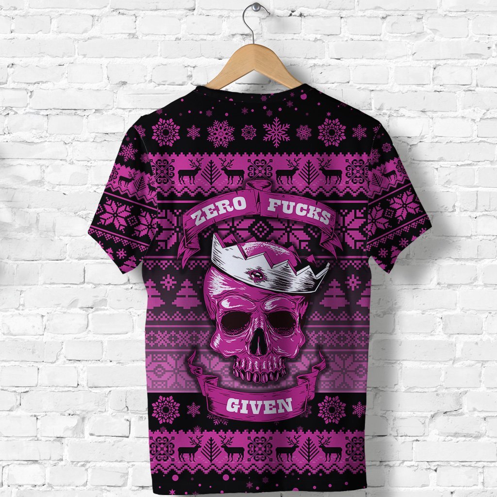 Skull Christmas T Shirt Pink LT8 - Wonder Print Shop