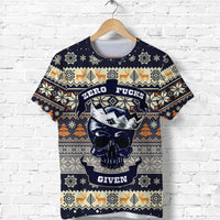 Skull Christmas T Shirt Navy LT8 - Wonder Print Shop