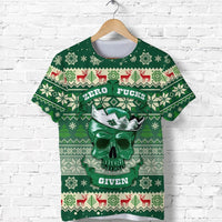 Skull Christmas T Shirt Green LT8 - Wonder Print Shop