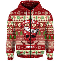 Skull Christmas Zip Hoodie Red LT8 - Wonder Print Shop